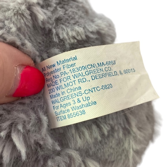Walgreens Gray Teddy Bear Red Bow & Heart on Foot 13" Stuffed Animal Plush HTF. - Picture 11 of 11